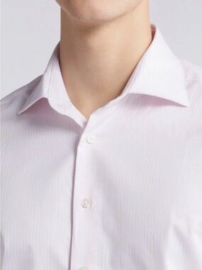 Men's Brooke Striped Pink Dress Shirt - Tailored Point Collar